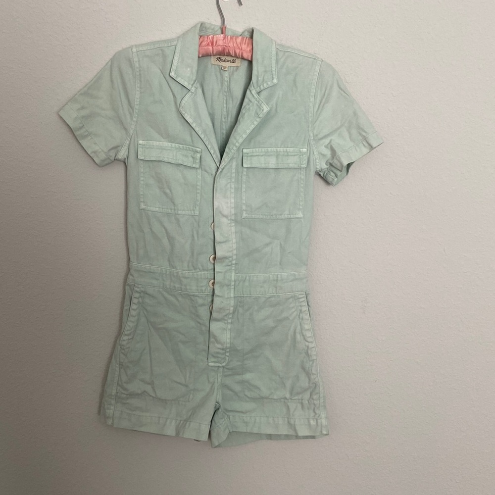 Madewell Denim Coverall Romper mint color size xxs